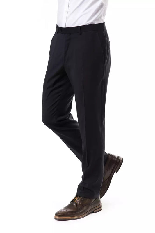Elegant Gray Woolen Suit Pants for Gentlemen