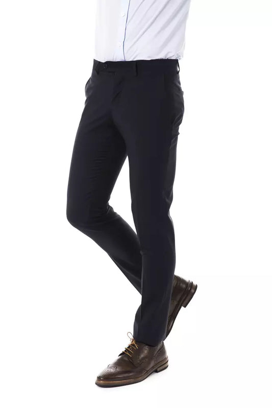 Elegant Gray Woolen Suit Pants - Drop 8 Cut
