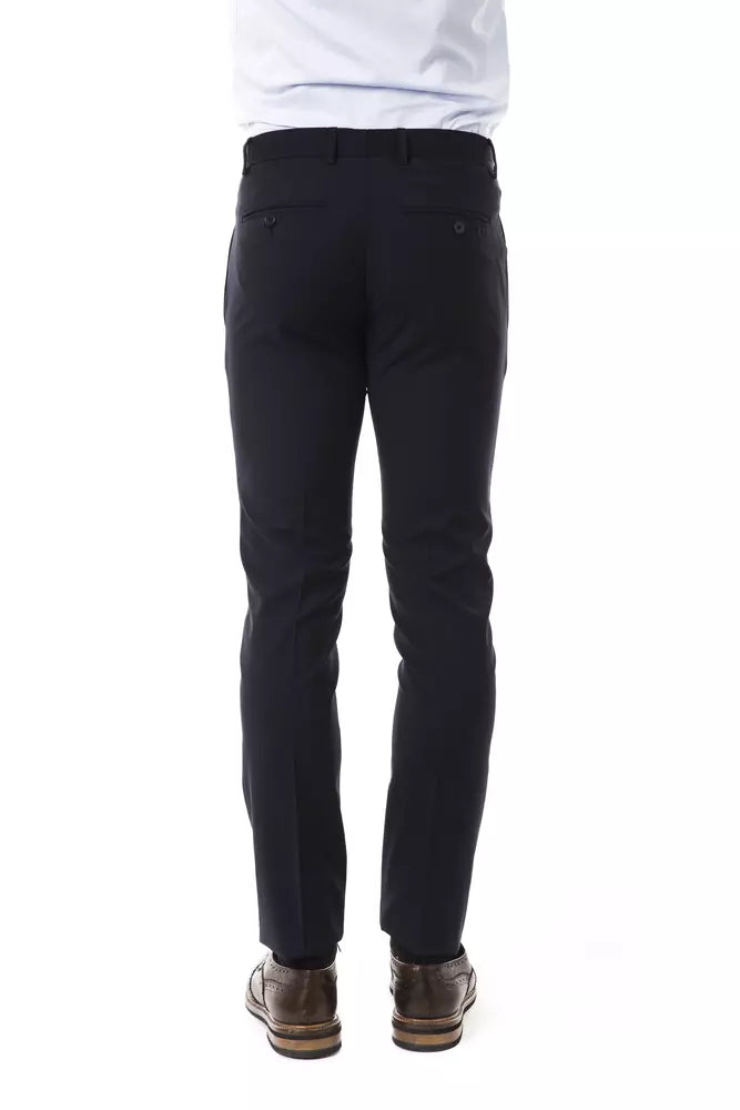 Elegant Gray Woolen Suit Pants - Drop 8 Cut