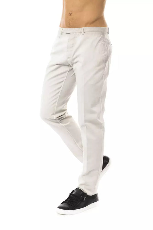 Elegant Gray Casual Cotton Pants