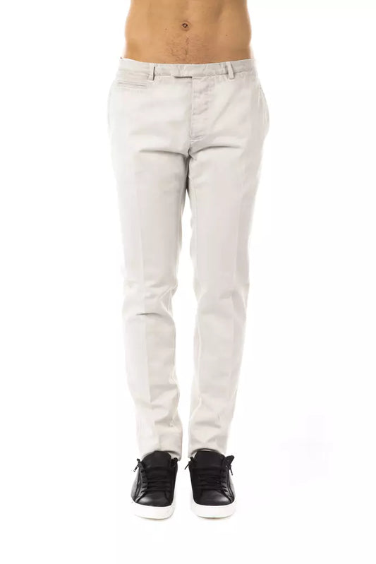 Elegant Gray Casual Cotton Pants