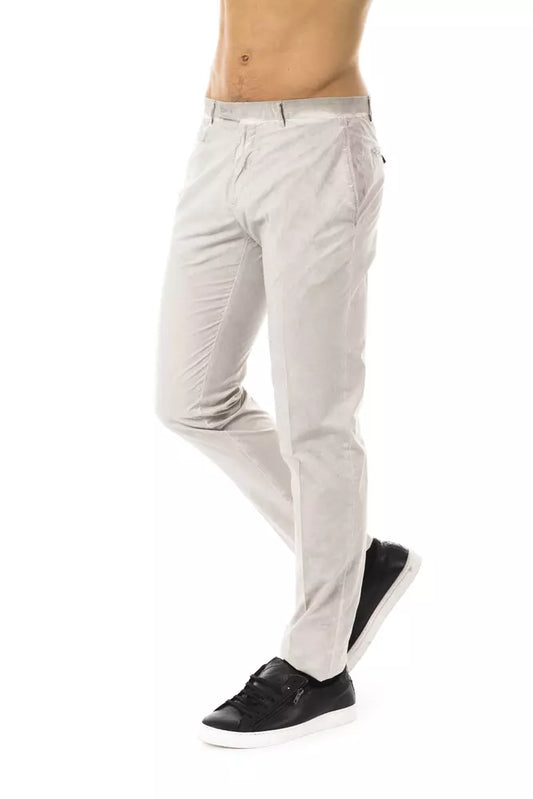 Sleek Gray Casual Fit Cotton Pants for Men