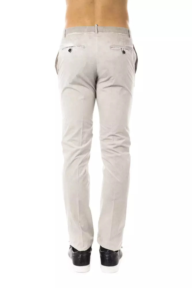 Sleek Gray Casual Fit Cotton Pants for Men