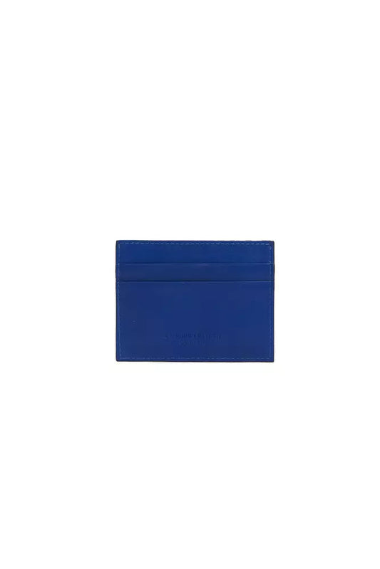 Elegant Blue Leather Credit Card Holder