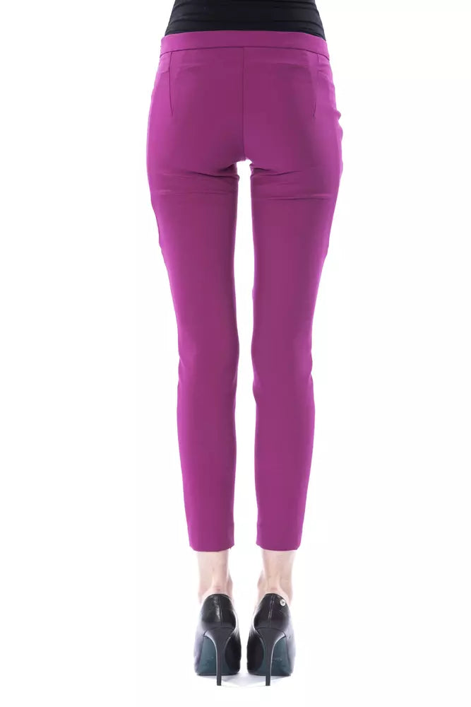 Elegant Purple Skinny Pants with Chic Zip Detail