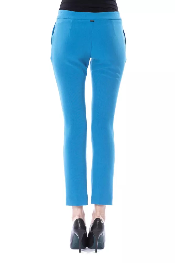 Chic Light Blue Skinny Pants with Zip Closure