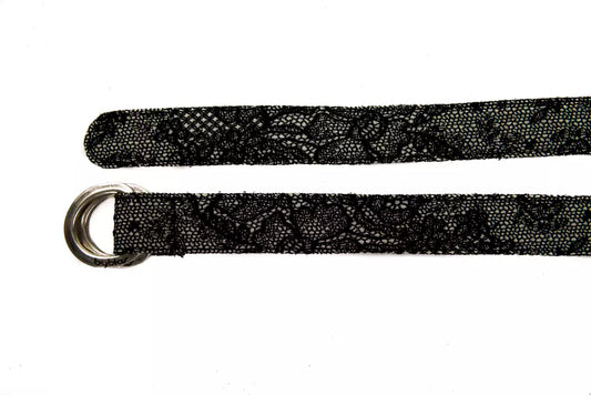 Elegant Black Textured Weave Leather Belt
