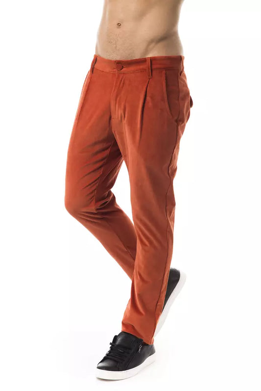 Elegant Orange Regular Fit Trousers