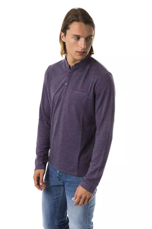 Violet Long Sleeve Polo With Chest Pocket