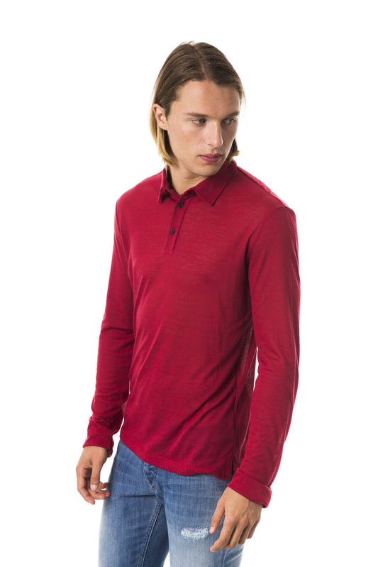 Elegant Long Sleeve Polo in Vibrant Red