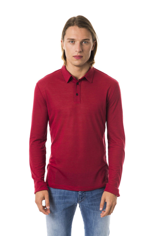 Elegant Long Sleeve Polo in Vibrant Red
