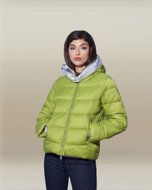 Chic Olive Green Hooded Down Jacket