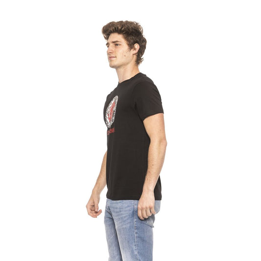 Sleek Black Cotton T-Shirt with Front Logo
