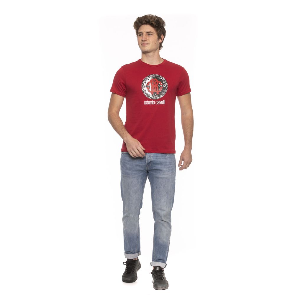Chic Red Cotton Tee with Front Logo