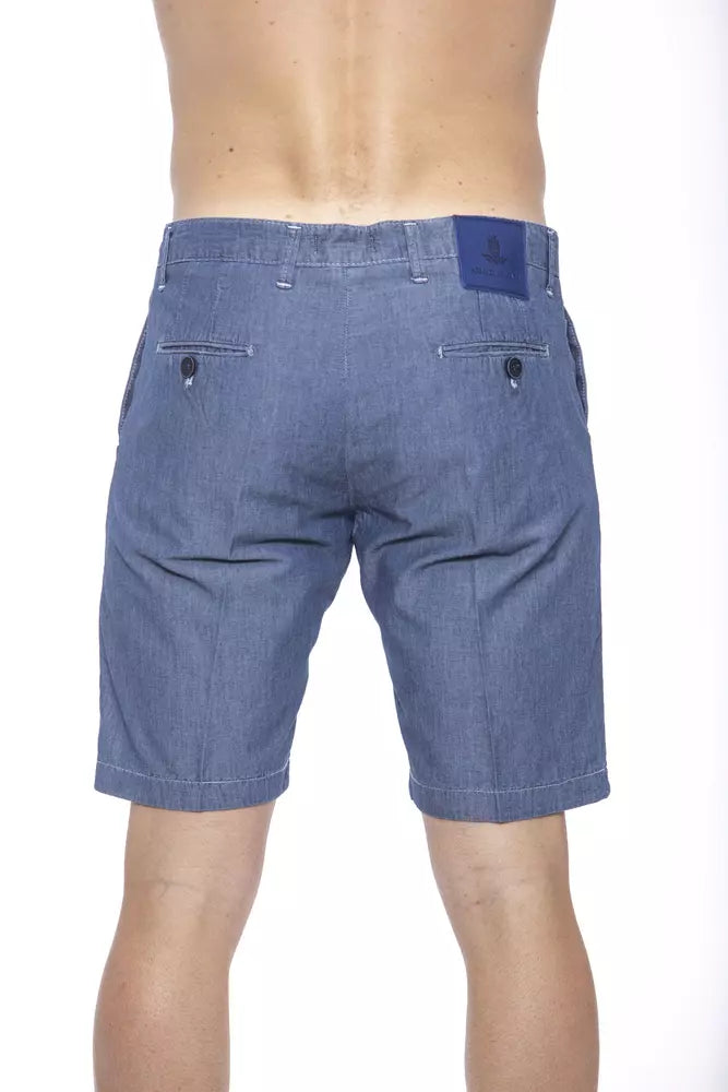 Chic Blue Cotton Bermuda Shorts for Men