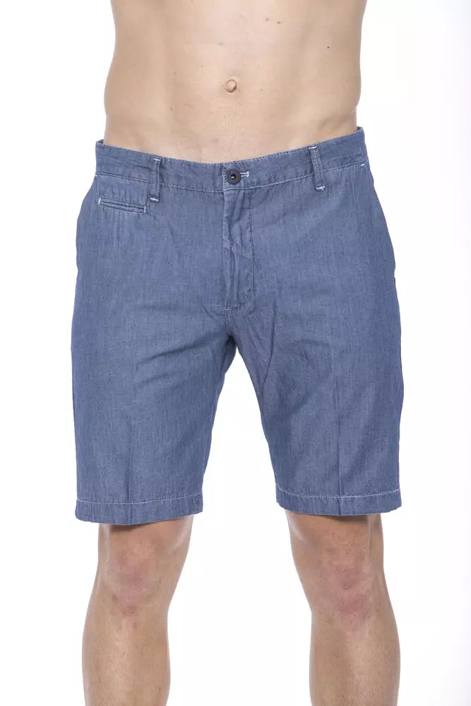 Chic Blue Cotton Bermuda Shorts for Men
