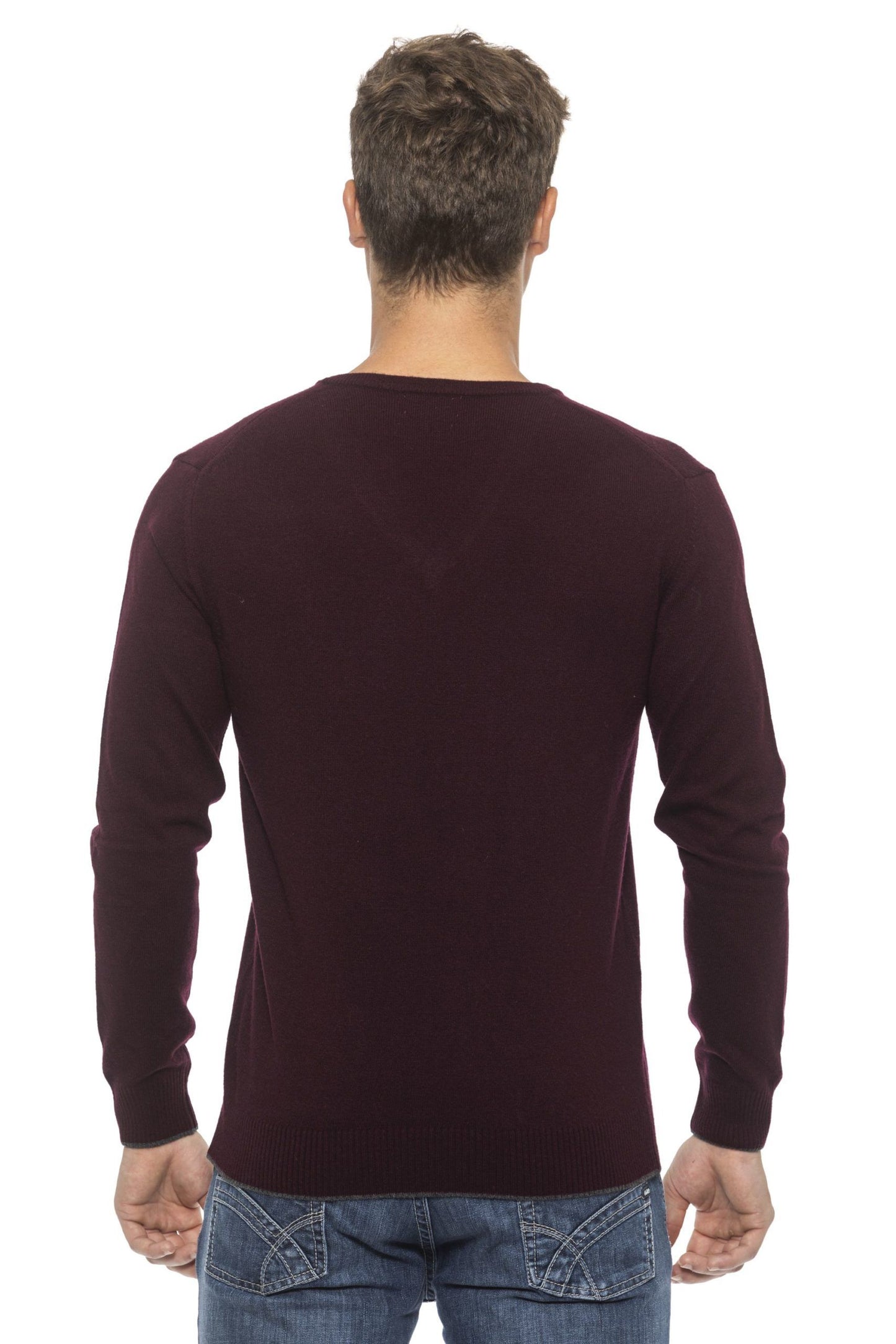 Burgundy V-Neck Luxury Sweater