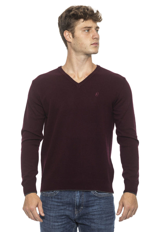 Burgundy V-Neck Luxury Sweater