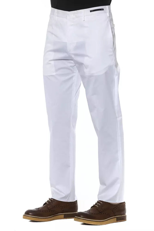 Chic White Cotton Blend Trousers for Men