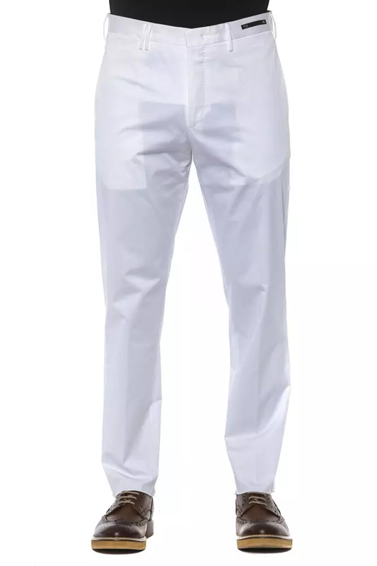 Chic White Cotton Blend Trousers for Men