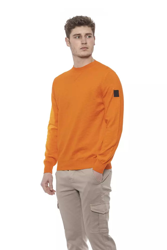 Elegant Crewneck Cotton Sweater in Orange