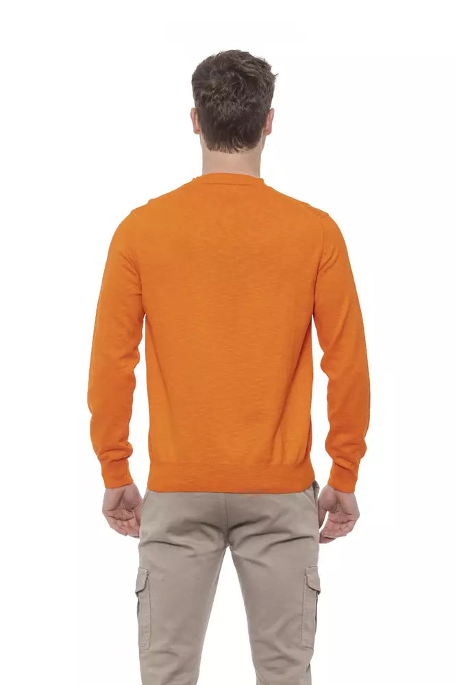 Elegant Crewneck Cotton Sweater in Orange