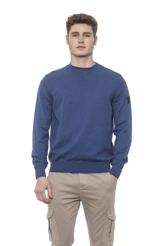 Crewneck Solid Blue Men's Sweater