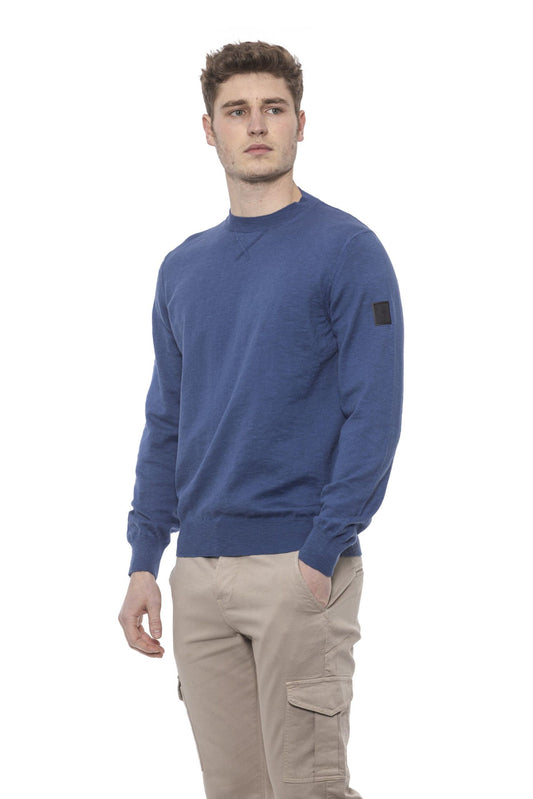 Crewneck Solid Blue Men's Sweater