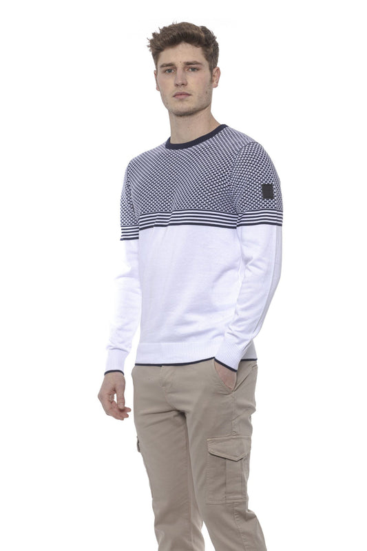Elegant Two-Tone Crewneck Men's Sweater