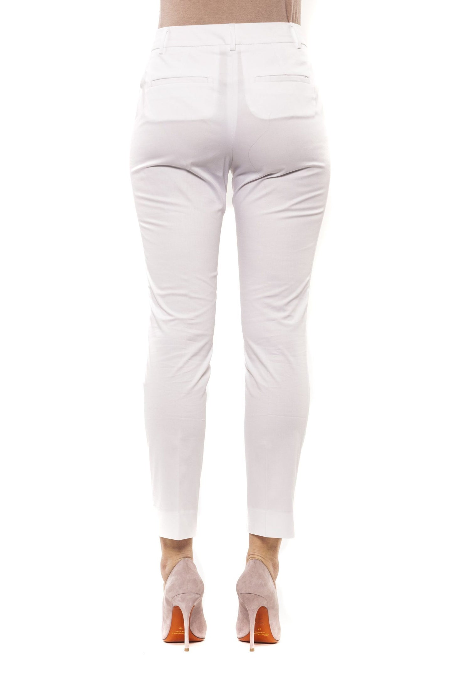 Chic White Stretch Slim Fit Trousers