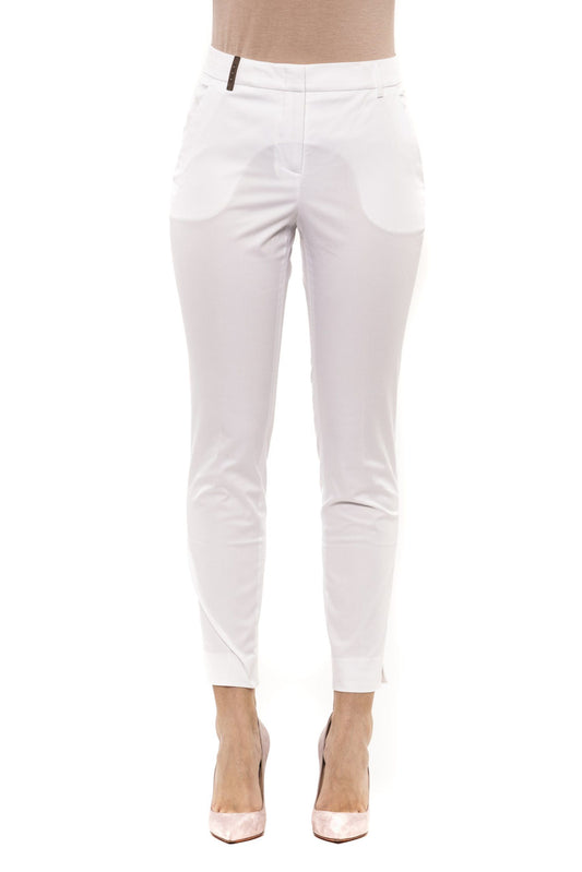 Chic White Stretch Slim Fit Trousers