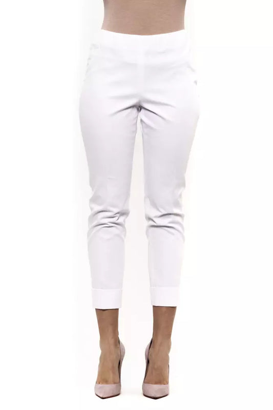 Elegant High Waist White Cone Trousers
