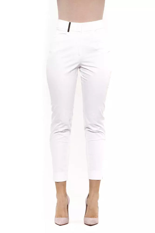 Elegant White Slim-Fit Stretch Trousers