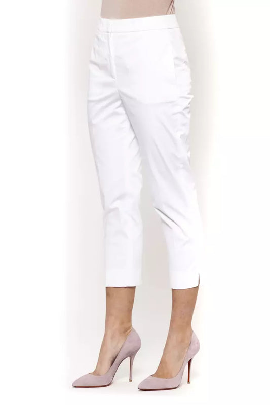 Elegant White Stretch Slim Trousers