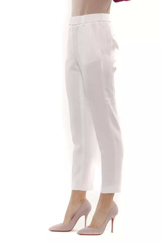 Elegant White Soft-Fit Trousers with Elastic Waist