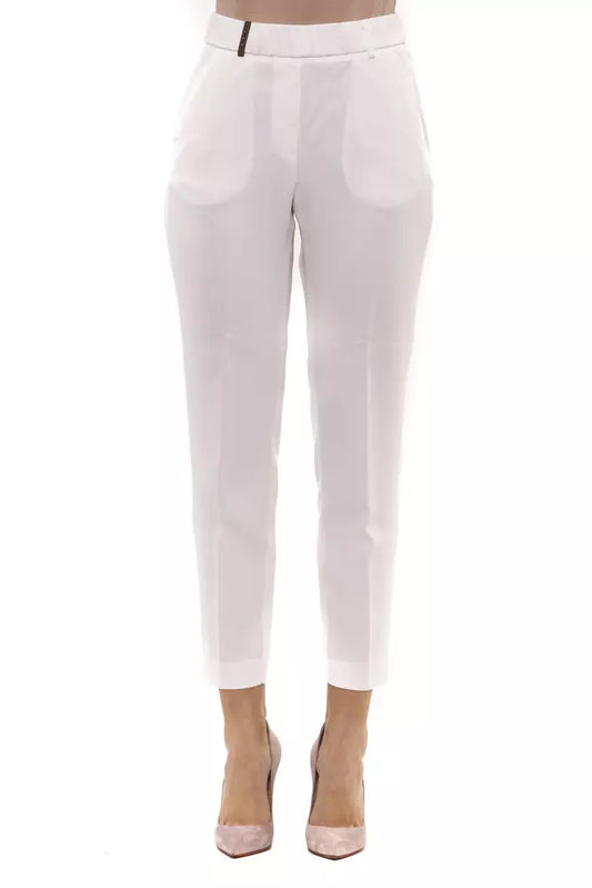 Elegant White Soft-Fit Trousers with Elastic Waist