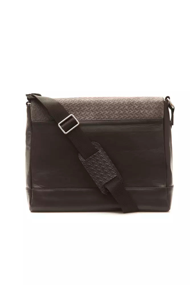 Sleek Black Italian Leather Messenger Bag