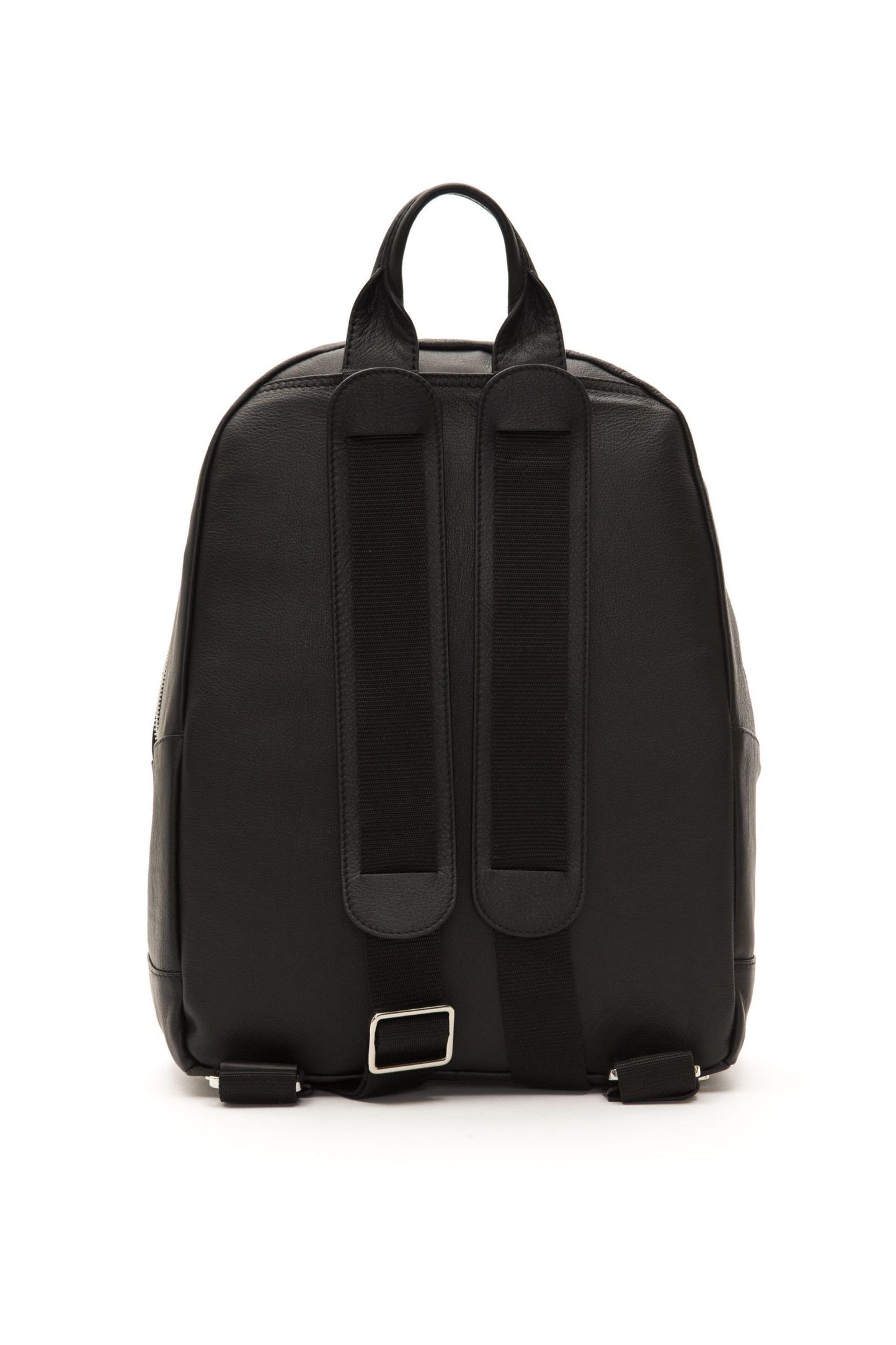 Sleek Black Leather Backpack with Zip Closure