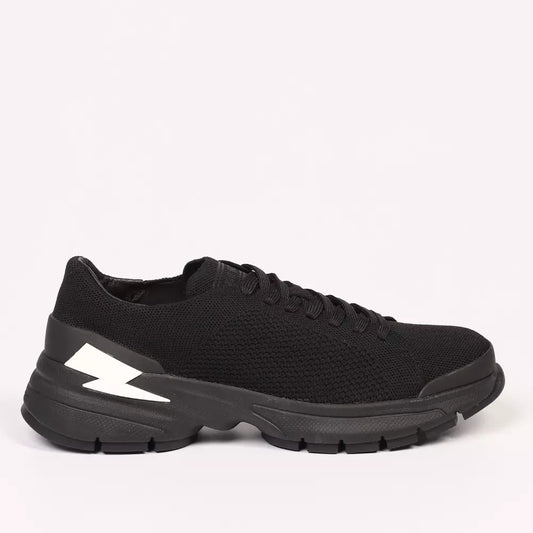 Sleek Black Bolt Sneakers with Technical Fabric
