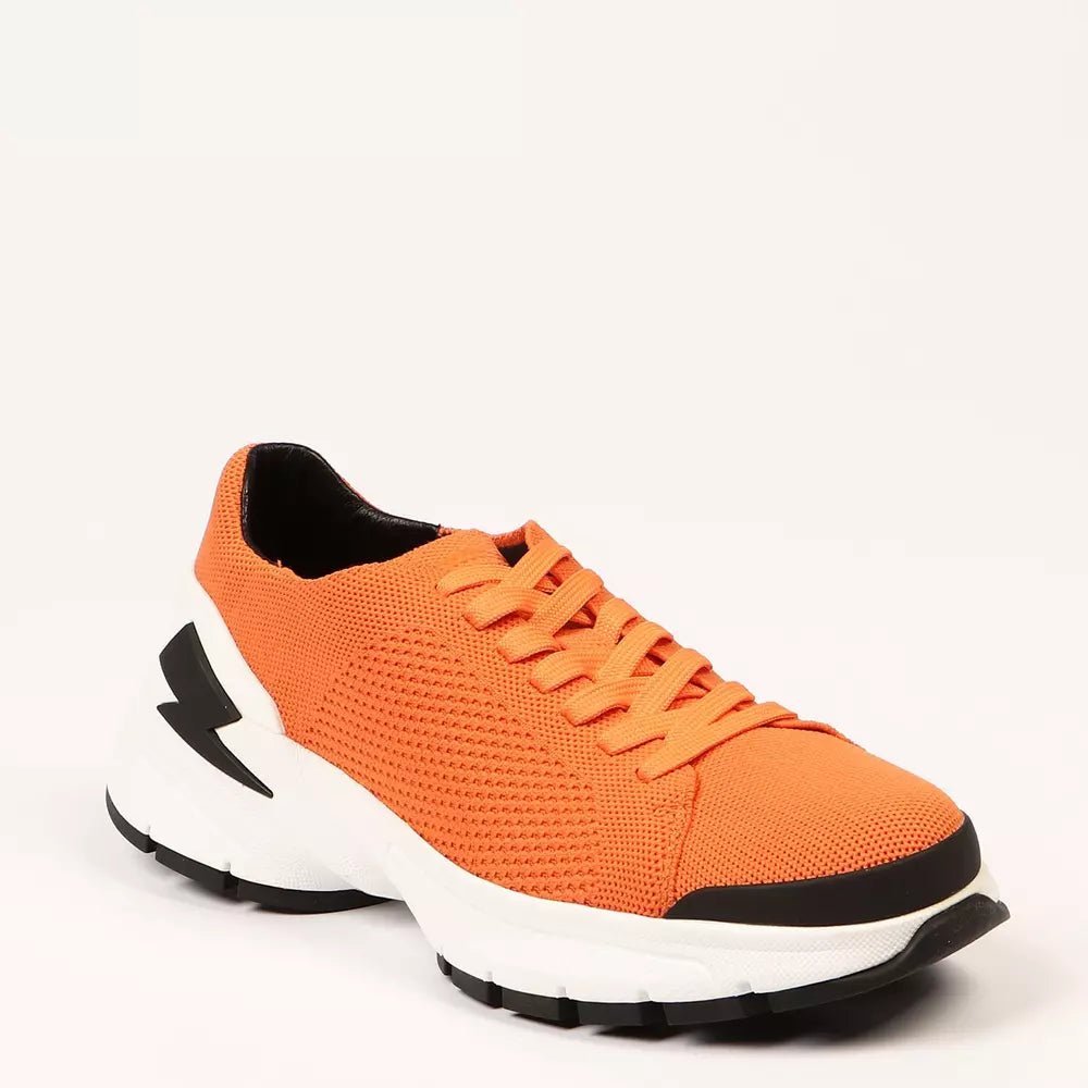 Vivid Orange Bolt Sneakers with Textile Fabric