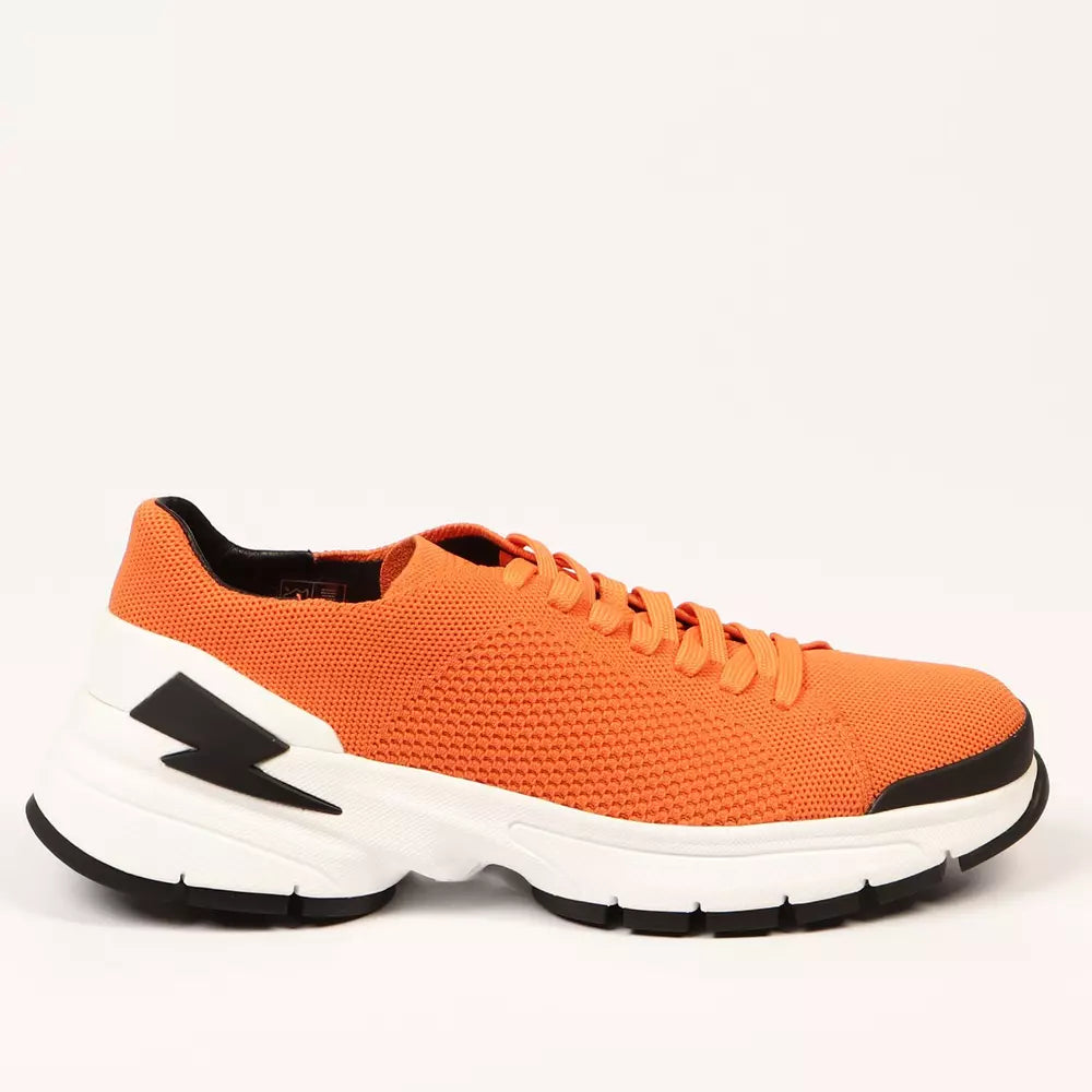 Vivid Orange Bolt Sneakers with Textile Fabric