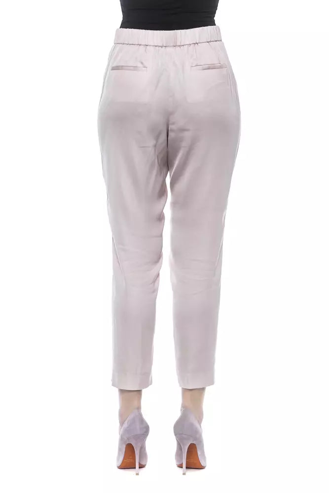 Elegant Pink High-Waist Gabardine Trousers