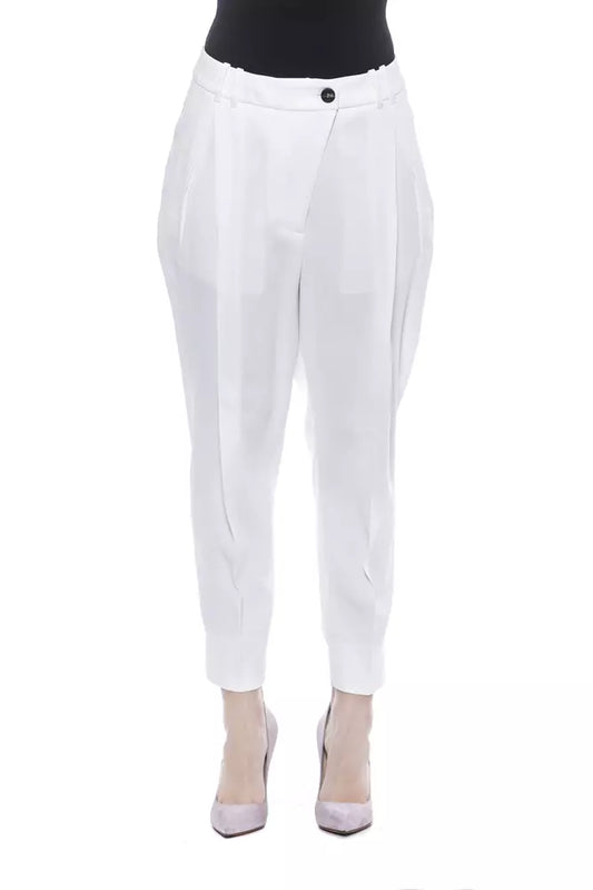 Chic White Gabardine Trousers with Tailored Fit