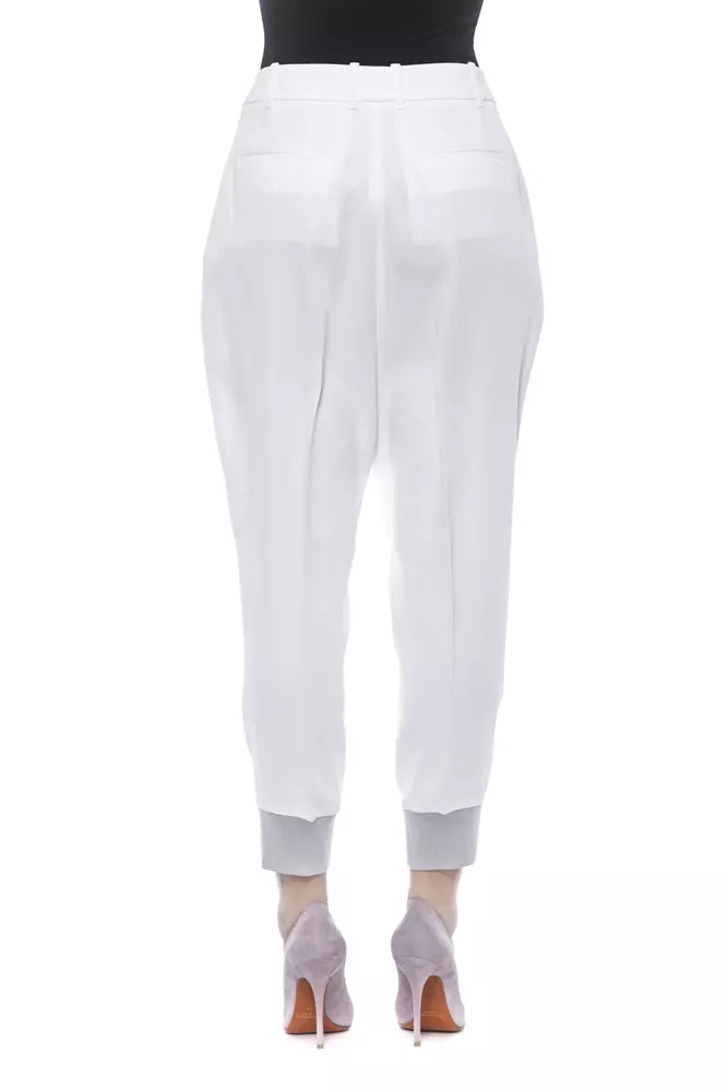 Chic White Gabardine Trousers with Tailored Fit