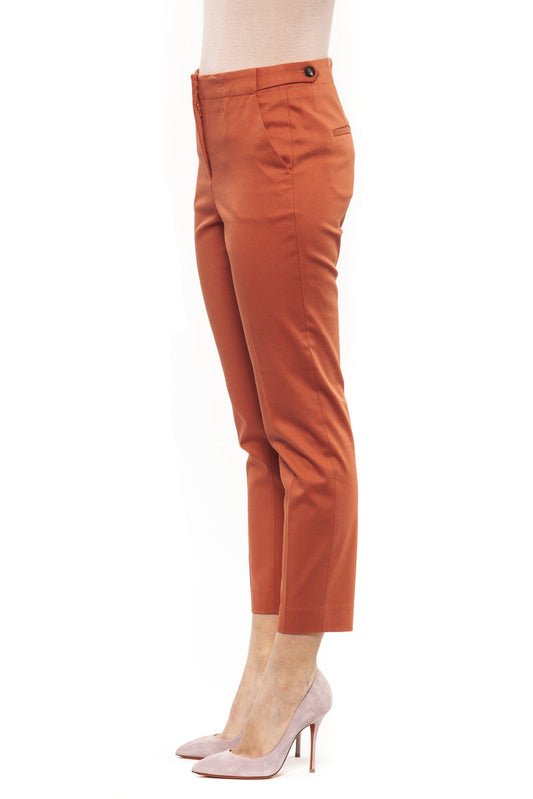 Chic Orange Cotton Stretch Trousers