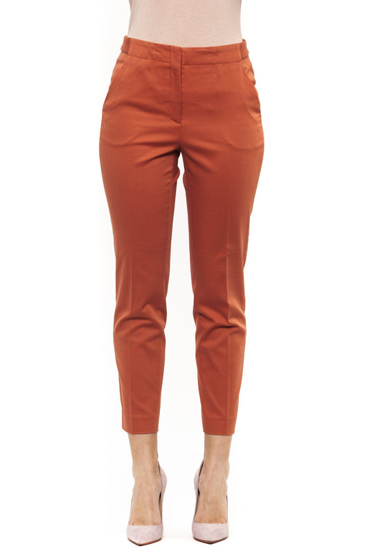 Chic Orange Cotton Stretch Trousers