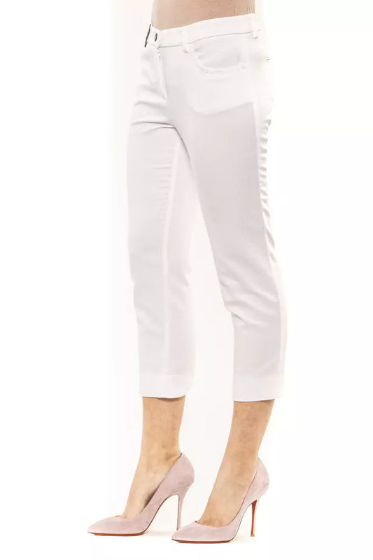 Chic High-Waist Ankle Pants in White