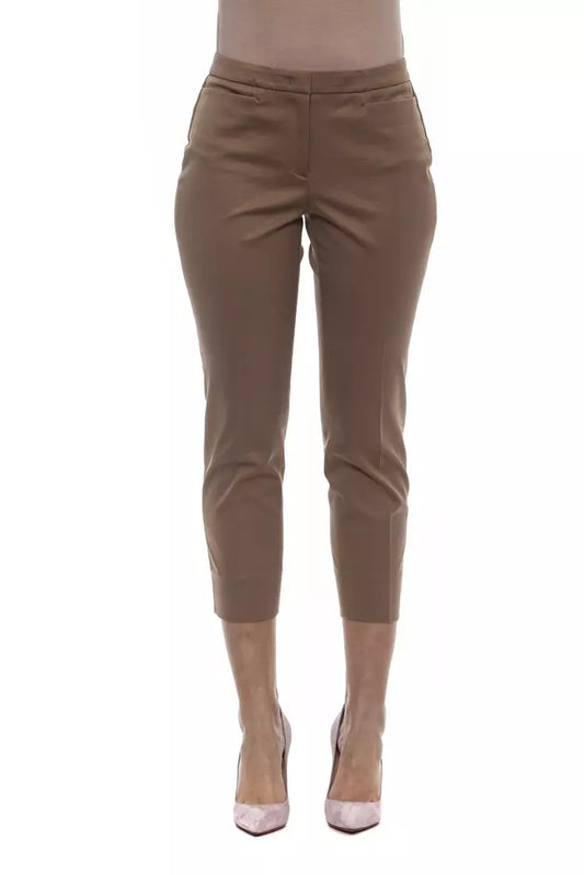 Chic Beige Ankle Trousers with Adherent Fit