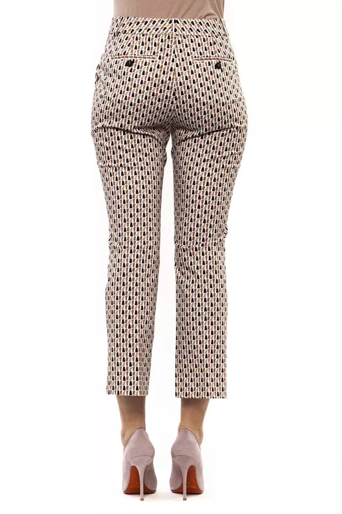 Chic Geometric Cotton Ankle Trousers