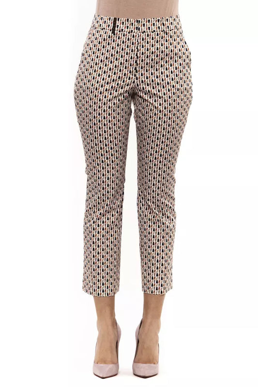 Chic Geometric Cotton Ankle Trousers